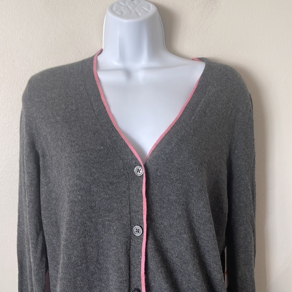 Court & Rowe Cardigan Ivy League Button Front Gray Pink New - Picture 4 of 6